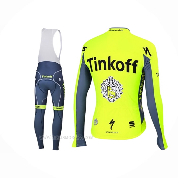 2016 Ropa Ciclismo Tinkoff Verde Gris Mangas Largas y Culotte Lunga